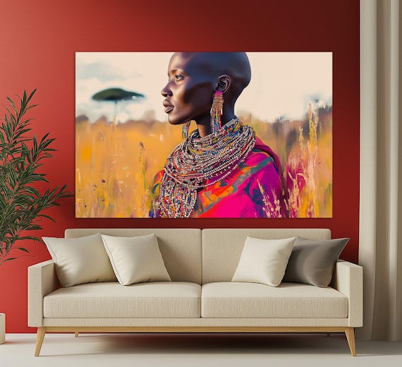 Masai Woman Abstract African Wall Poster Print