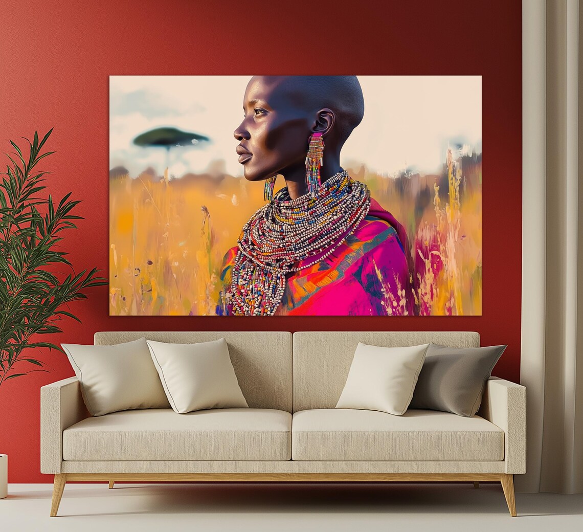Masai Woman Abstract African Wall Poster Print