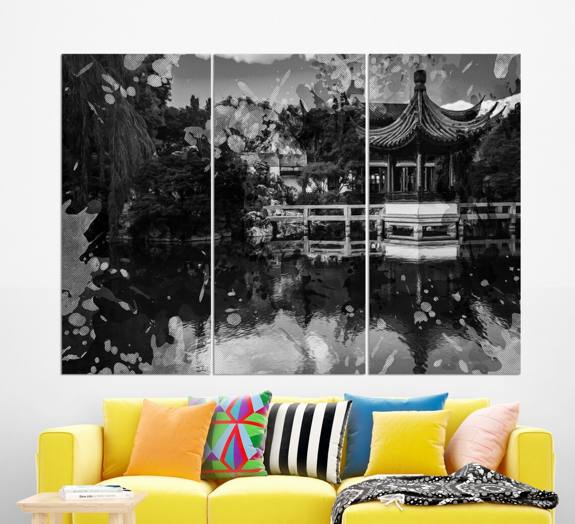 Lan Su Chinese Garden Portland Pagoda Lake Reflection Travel Poster - Image 3
