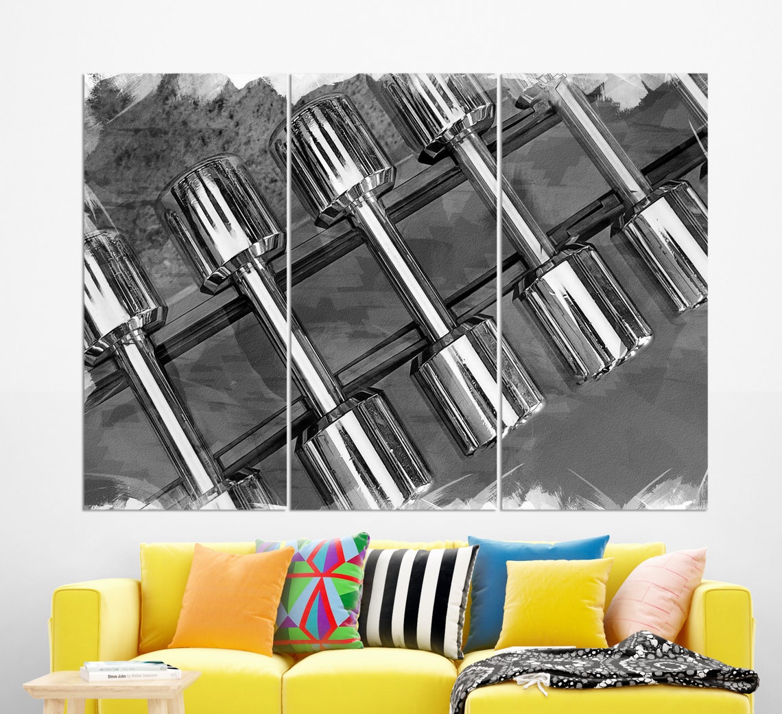 Dumbbells Print Fitness Wall Art Fitness Print Fitness Paintings Gym Wall Decor - Image 2