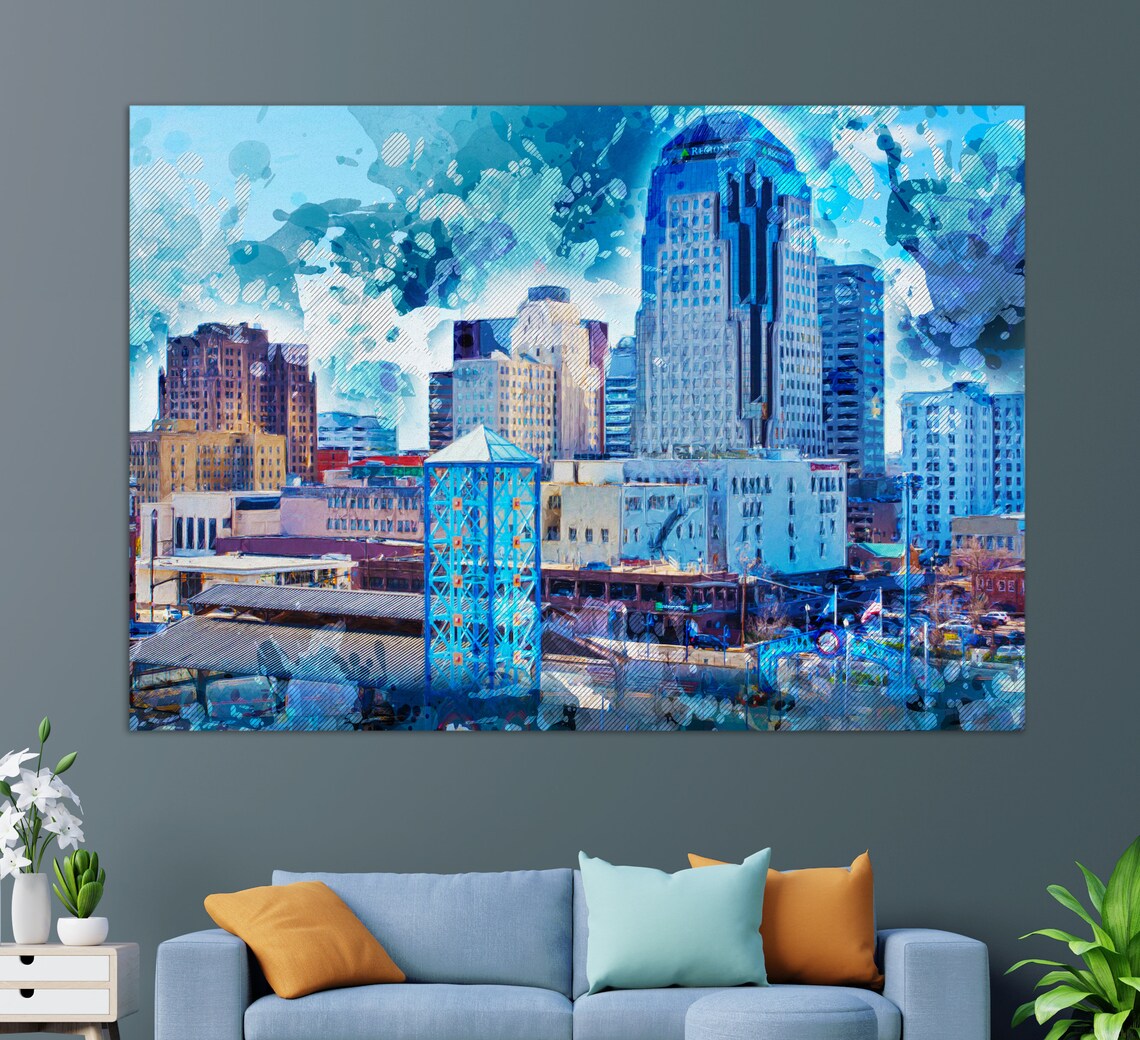 Shreveport Skyline Travel Poster, City Wall Art
