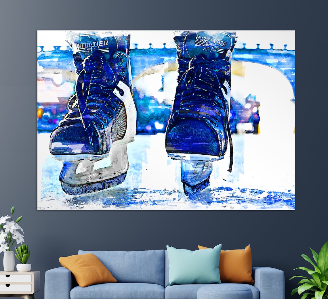 Abstract Ice Hockey Skates Art Print, Modern Decor