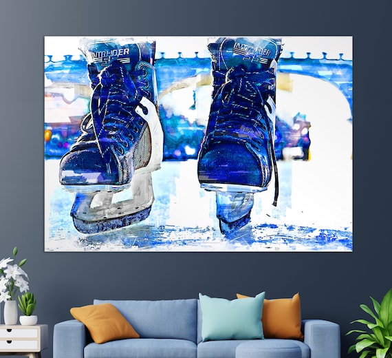 Abstract Ice Hockey Skates Art Print, Modern Decor