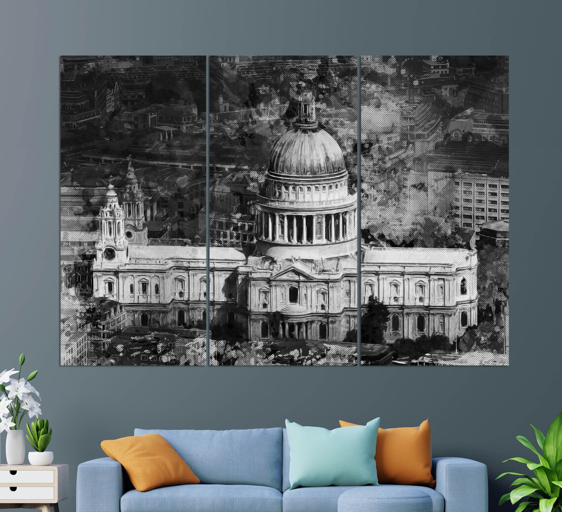St Pauls Cathedral London Iconic Dome Skyline Painted Travel Poster - Image 2