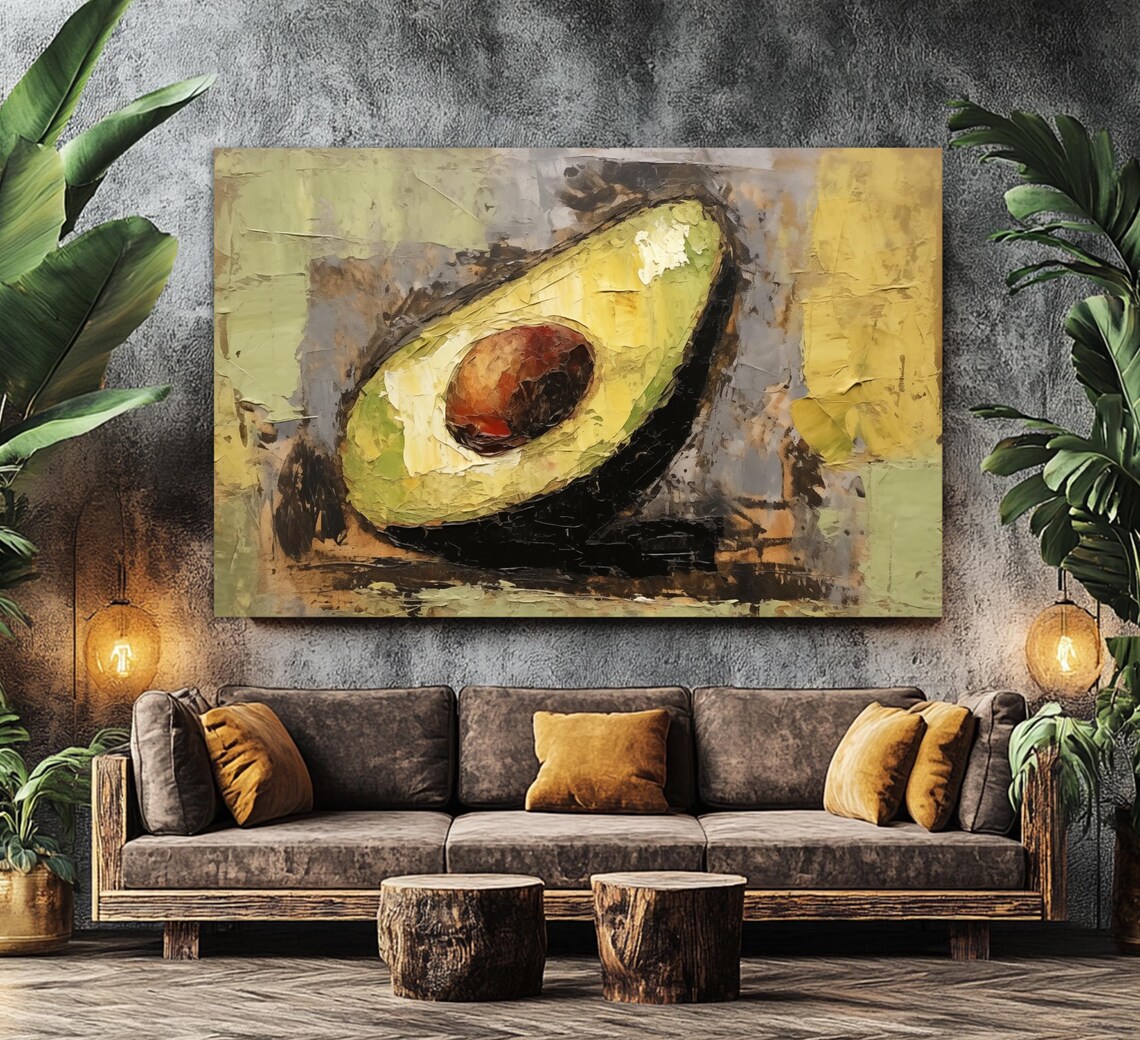 Abstract Avocado Oil Painting Kitchen Wall Art Print
