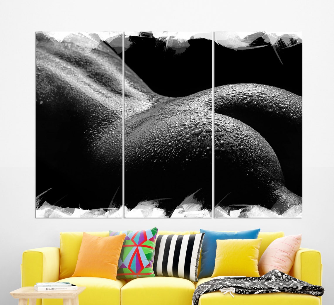 Sensual Wet Back Torso Water Droplets Black Background Body Art Poster - Image 2