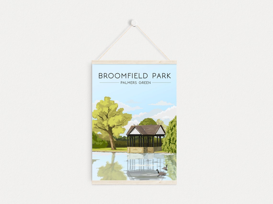 Broomfield Park Pond Pavilion Vintage Palmers Green Park Poster - Image 4