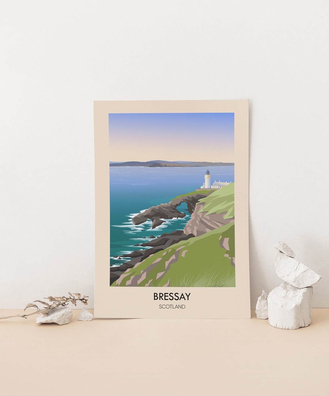 Bressay Shetland Scotland Lighthouse Rocky Cliff Coastline Poster - Image 4
