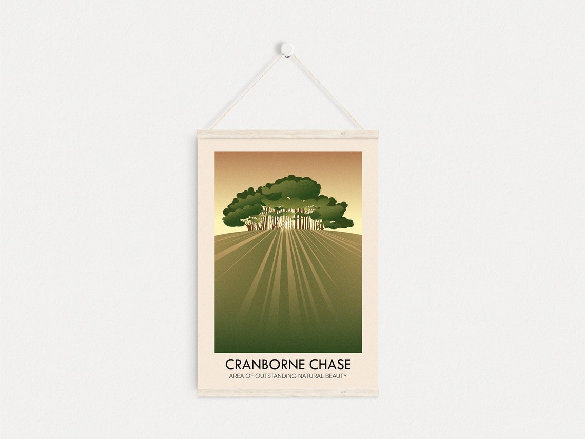Cranborne Chase Sunset Tree Copse English Landscape Travel Poster - Image 4