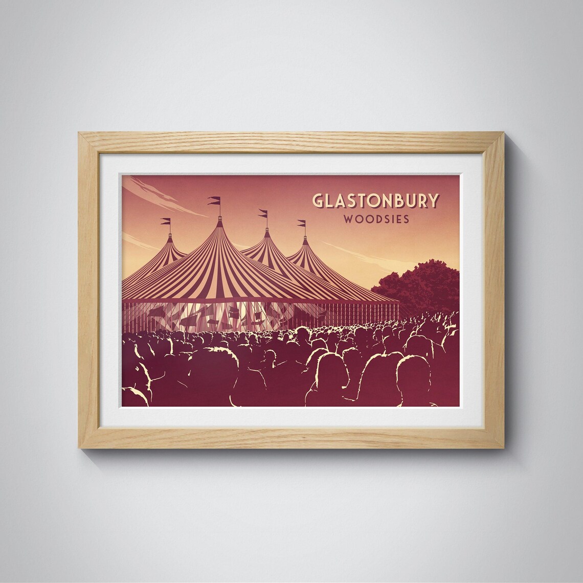 Glastonbury Woodsies Stage Festival Crowd Music Travel Poster - Image 3