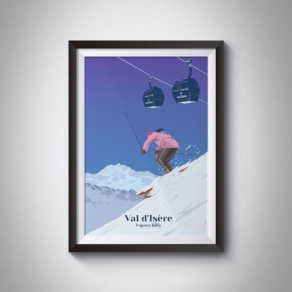 Val Disere Retro Vintage Ski Resort Travel Poster