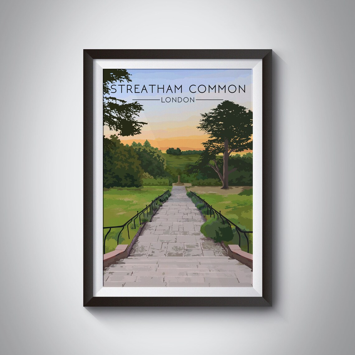 Streatham Common London Travel Poster, Park Print