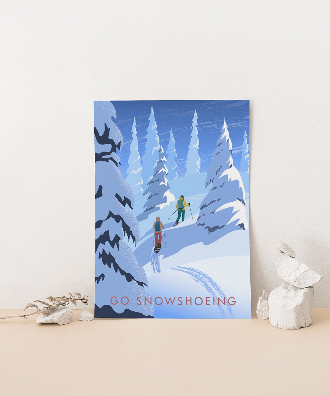 Go Snowshoeing Travel Poster, Winter Mountain Forest - Image 4