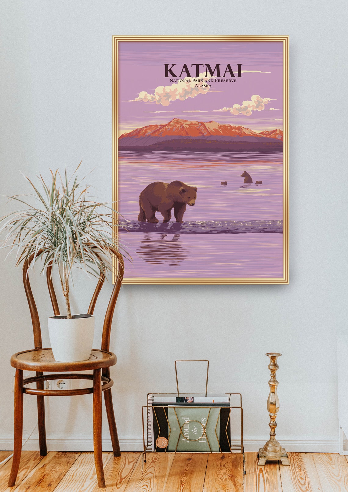 Katmai National Park Grizzly Bear Sunset Alaska Travel Poster - Image 2