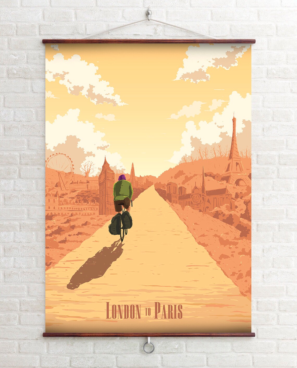 London to Paris Cycling Travel Poster, Avenue Verte - Image 2