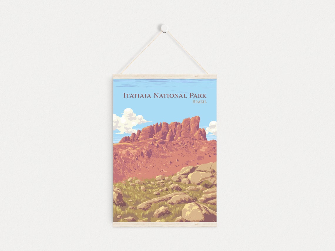 Itatiaia National Park Brazil Rocky Peak Travel Illustration Poster - Image 4