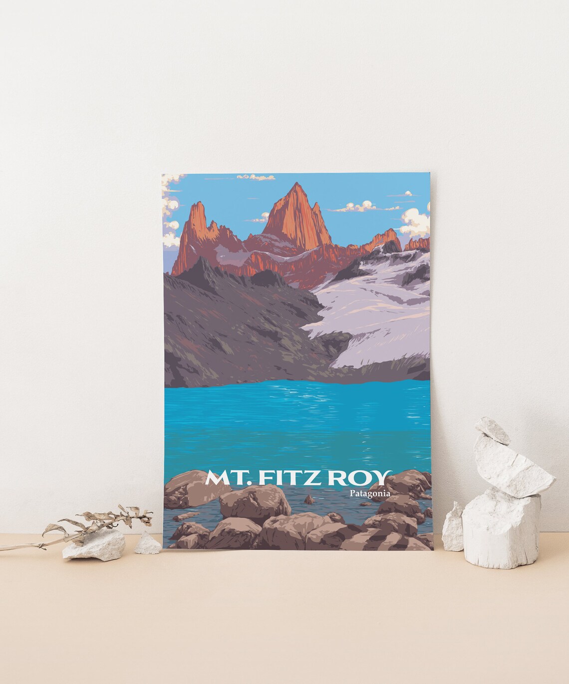 Mount Fitz Roy Patagonia Golden Granite Turquoise Lake Poster - Image 4