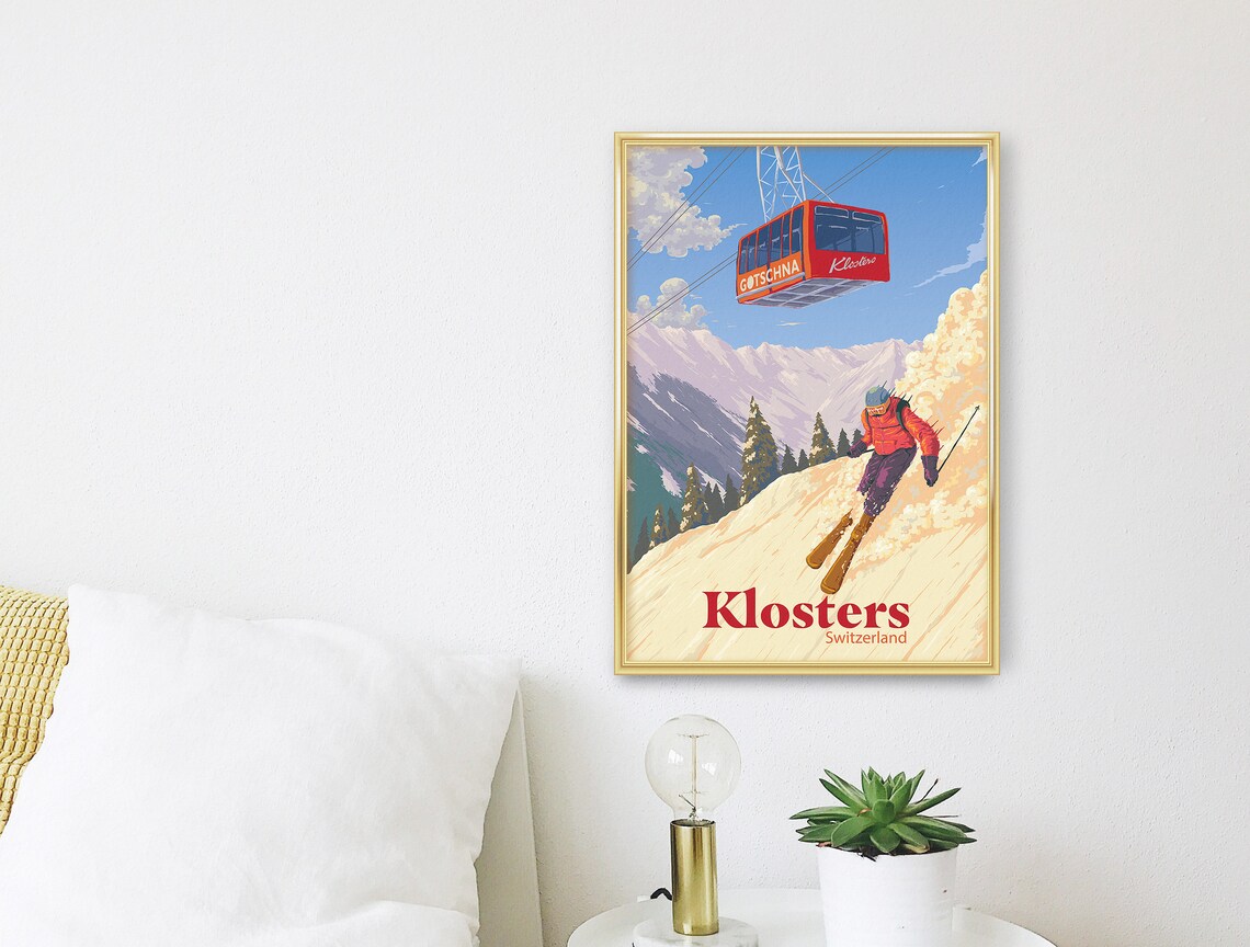 Klosters Ski Resort Vintage Ski Poster Art Print - Image 3