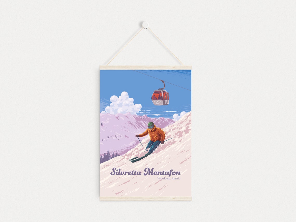 Silvretta Montafon Vorarlberg Austria Skier And Gondola Poster - Image 4