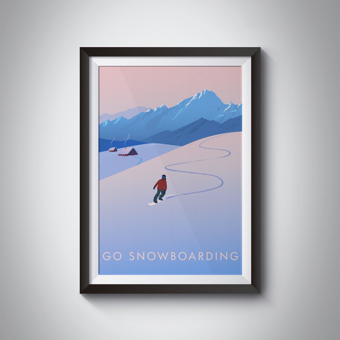 Go Snowboarding Vintage Ski Travel Poster