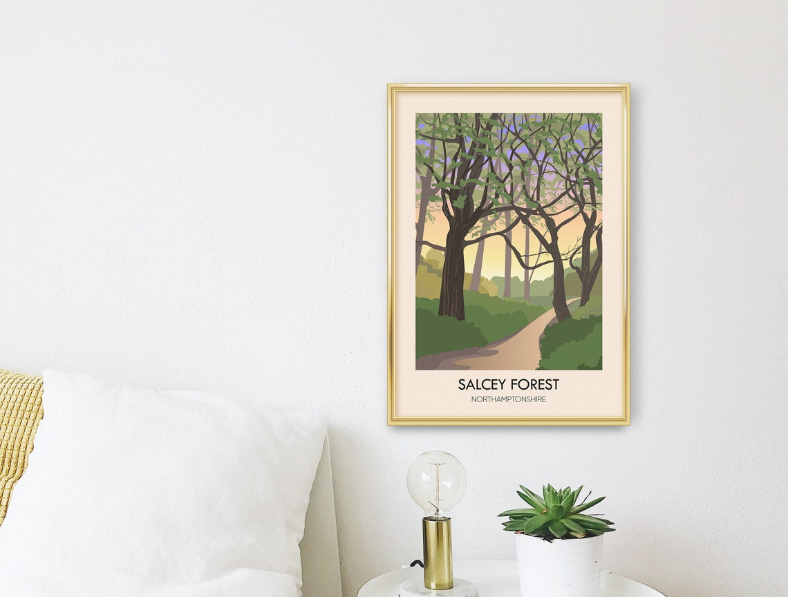 Salcey Forest Travel Poster Northamptonshire Northampton Travel Print Newport Pagnell National Park Poster Hiking Cycling Wall Art - Image 3