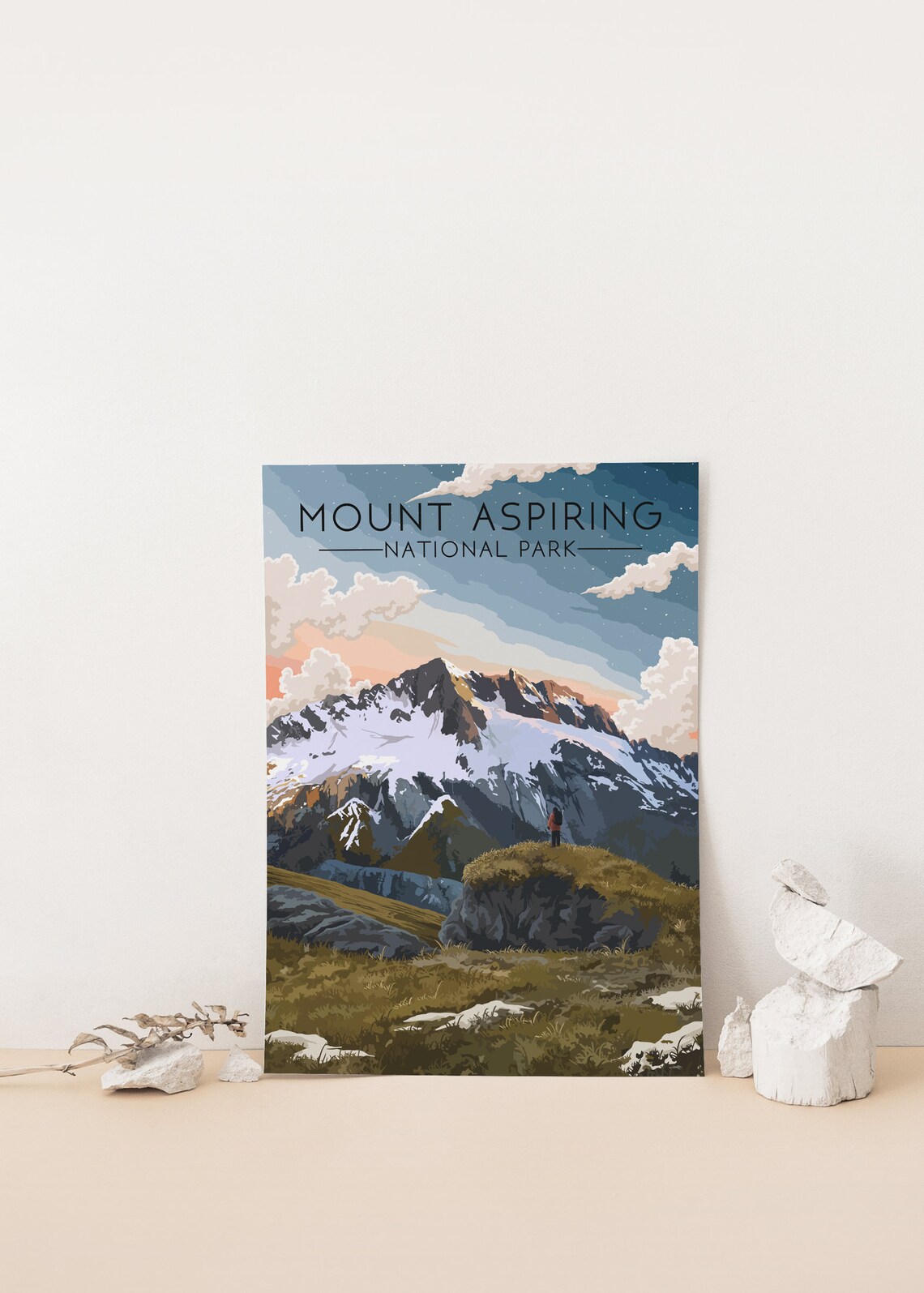 Mount Aspiring National Park New Zealand Peak Hiker View Travel Poster - Image 4