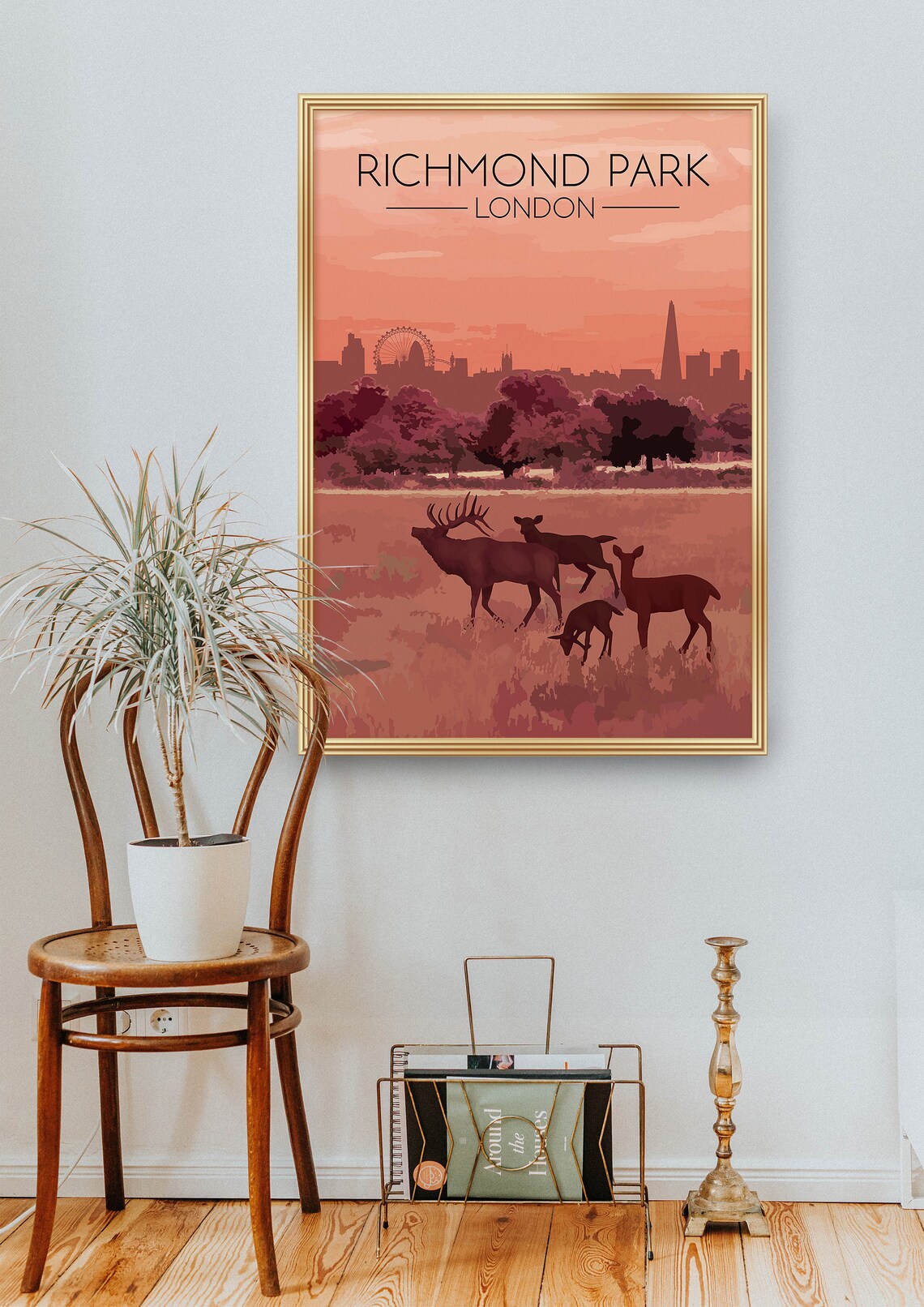 Richmond Park Retro Vintage Skyline Travel Poster - Image 2
