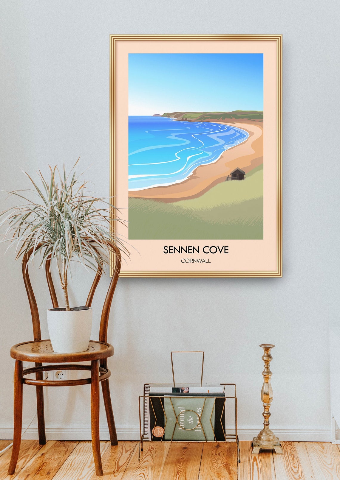 Sennen Cove Cornwall Golden Sandy Beach Rolling Waves Poster - Image 2