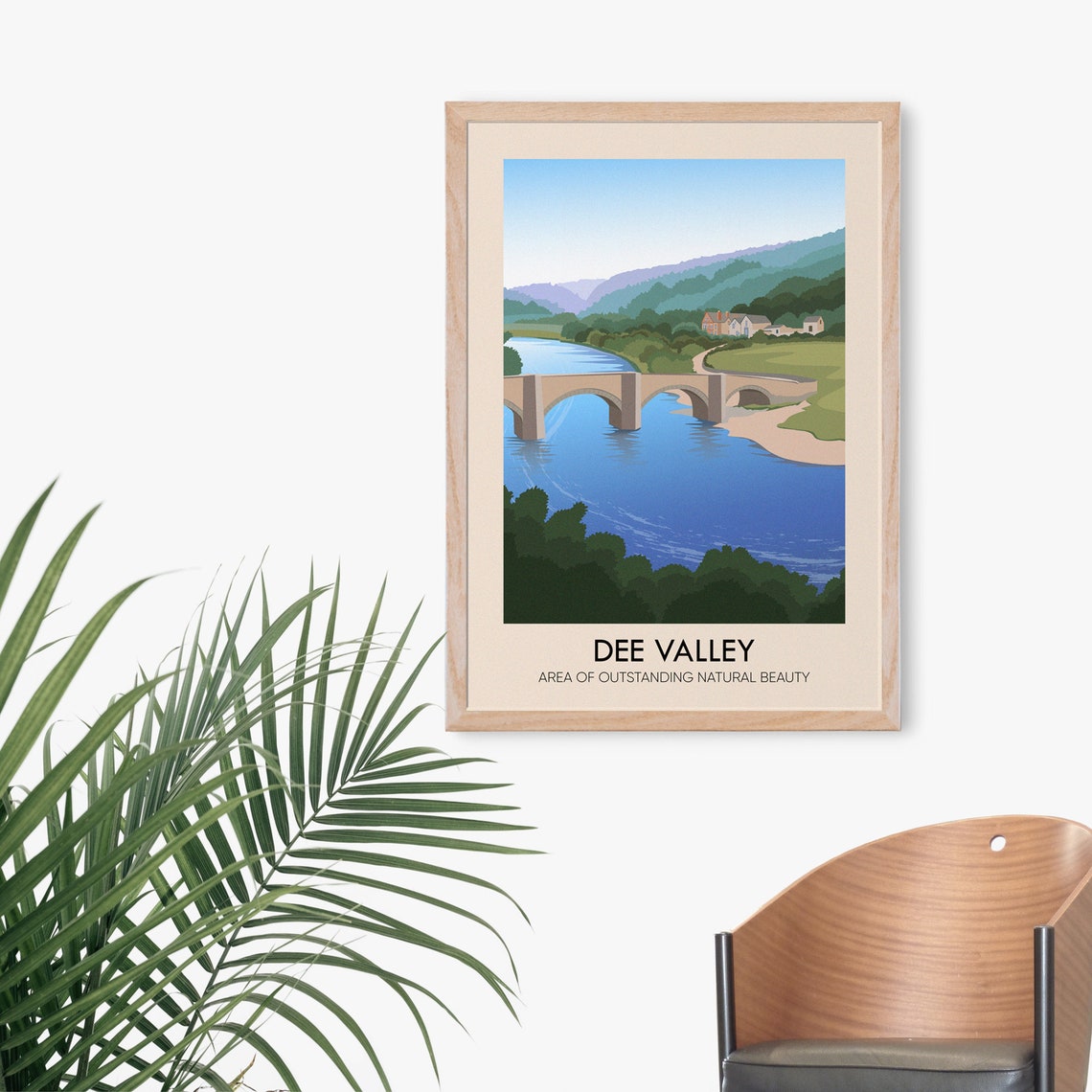 Dee Valley Stone Bridge Over the River Dee Wales Travel Poster - Image 3