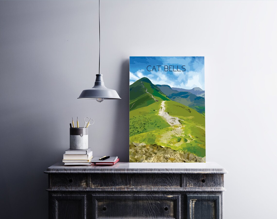 Cat Bells Lake District Travel Poster, Cumbria - Image 4
