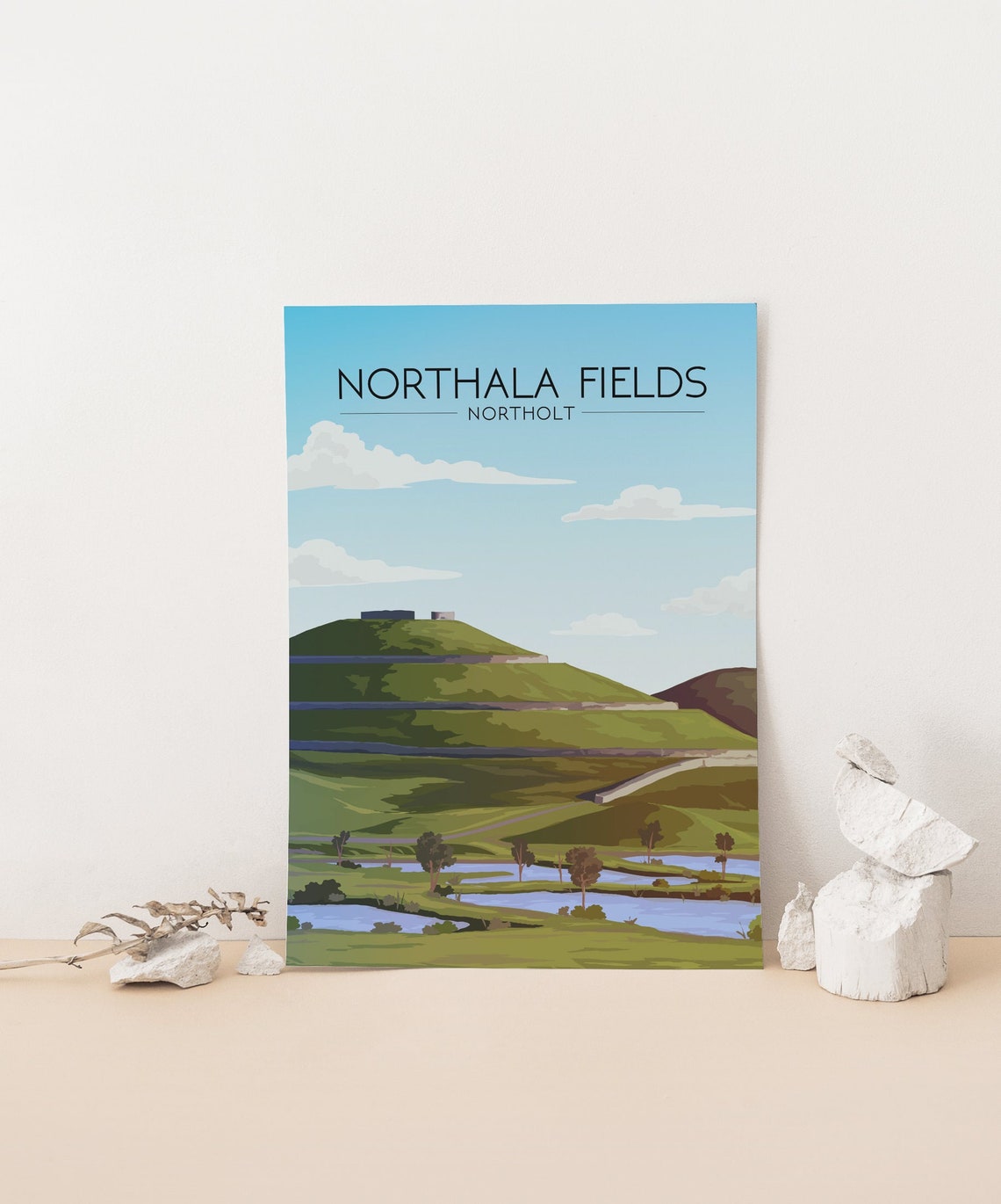 Northala Fields Northolt Terraced Hills London Retro Travel Poster - Image 4