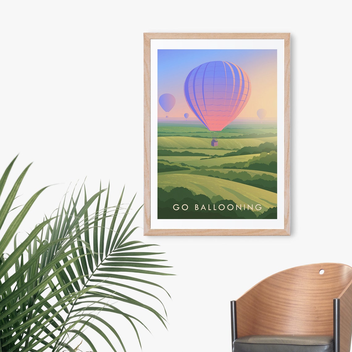 Go Ballooning Print Travel Poster Outdoor Hobbies Hot Air Balloon Flying Adventure Sport Retro Art Gift Countryside Phileas Fogg - Image 3