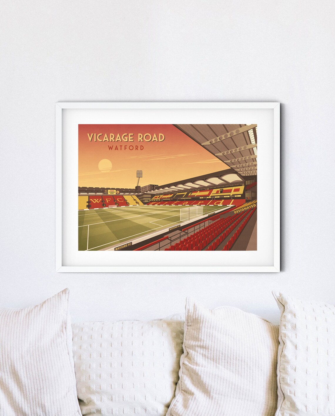 Vicarage Road Stadium Sunset Vintage Watford FC Ground Poster - Image 3