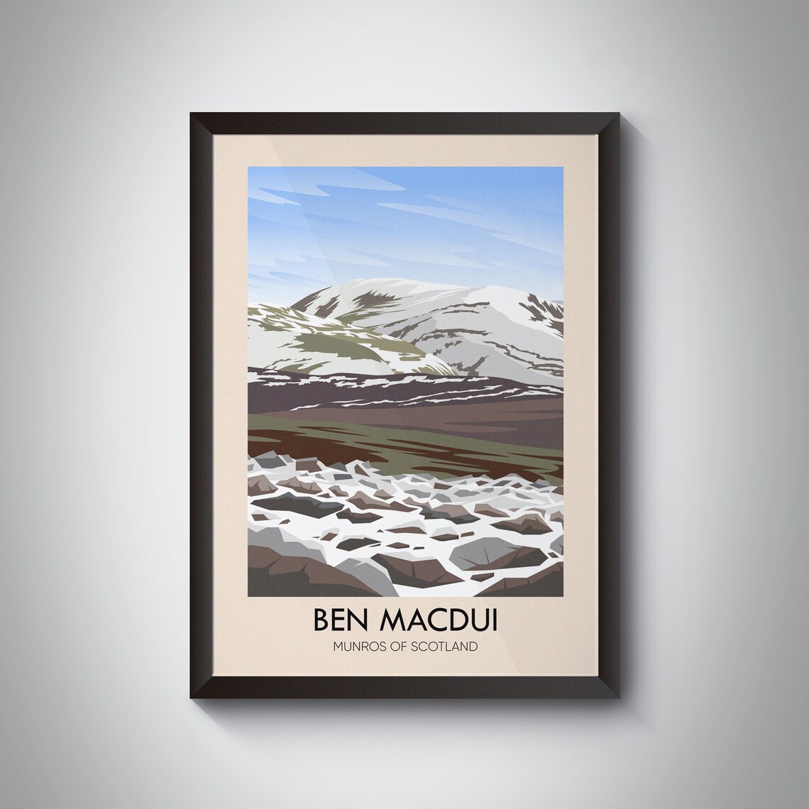 Ben Macdui Vintage Travel Poster, Scottish Mountains