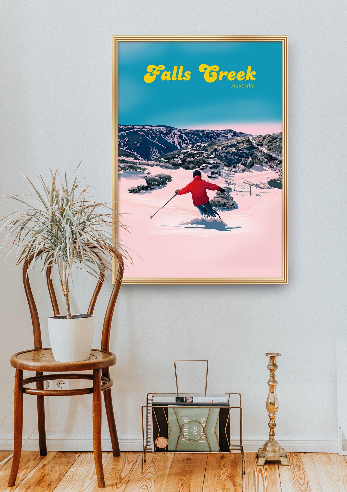 Falls Creek Australia Alpine Skiing Retro Ski Resort Travel Poster - Image 2