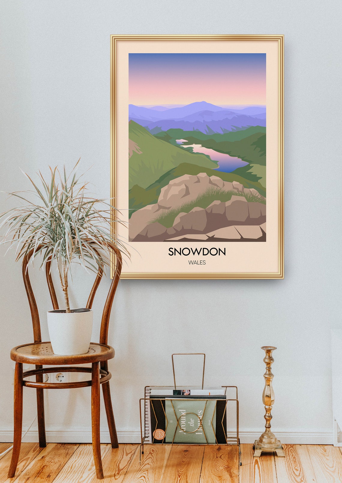 Snowdon Wales Pink Dusk Light Layered Ridges Still Lake Poster - Image 4