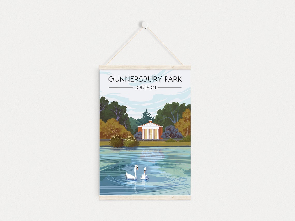 Gunnersbury Park Doric Temple Swans London England Travel Poster - Image 3