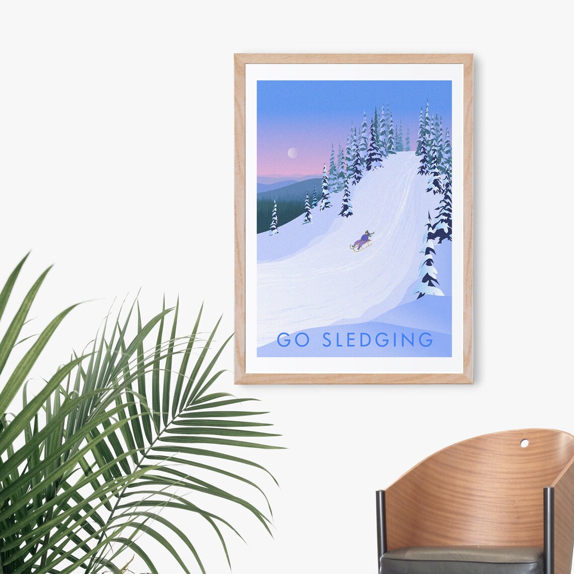 Go Sledging Vintage Travel Poster, Winter Sports Art Print - Image 3