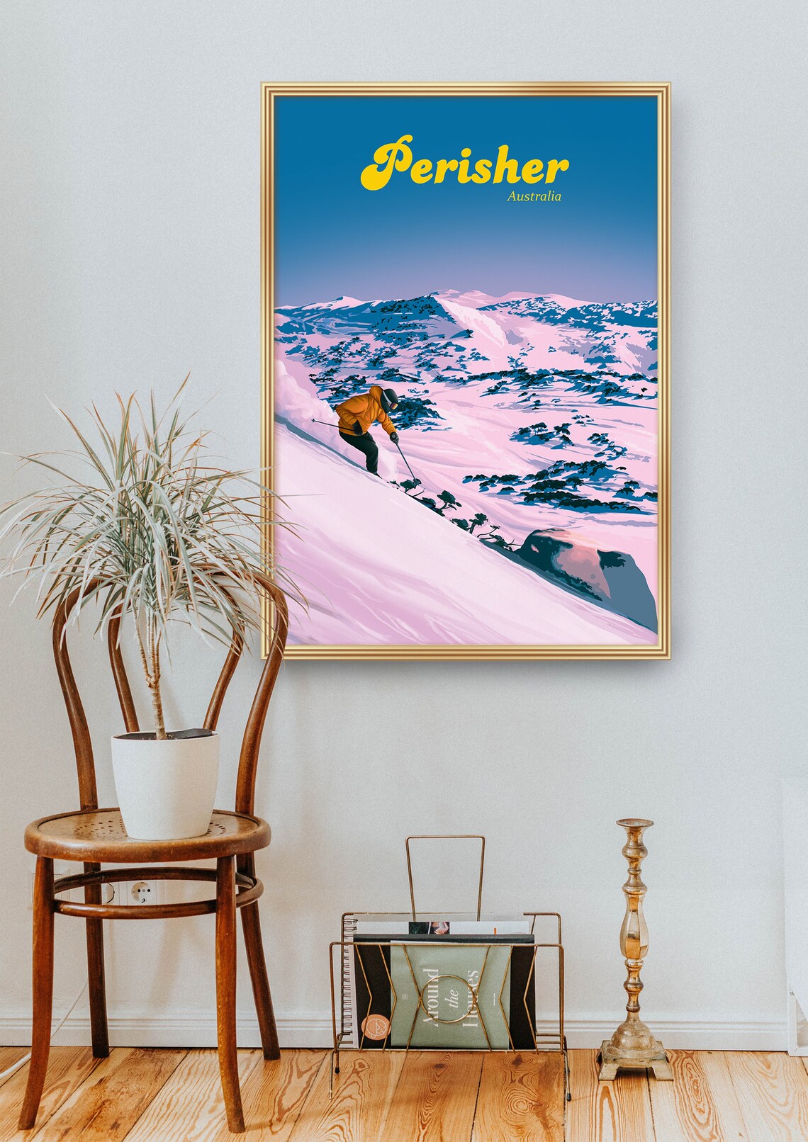 Perisher Australia Alpine Skiing Retro Ski Resort Travel Poster - Image 2