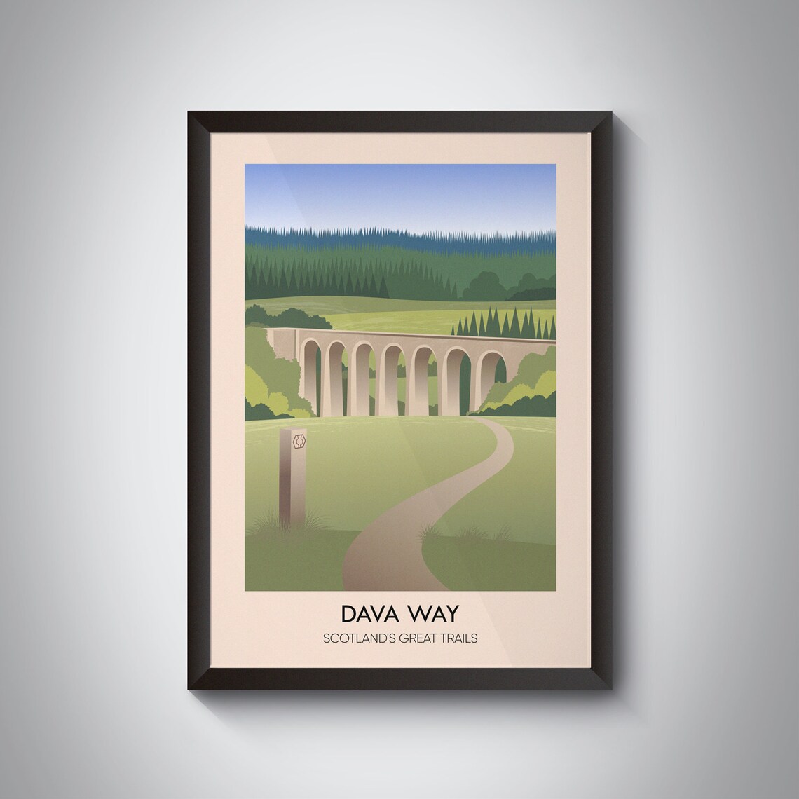 Dava Way Scotland Divie Viaduct Trail Meadow Hiking Travel Poster