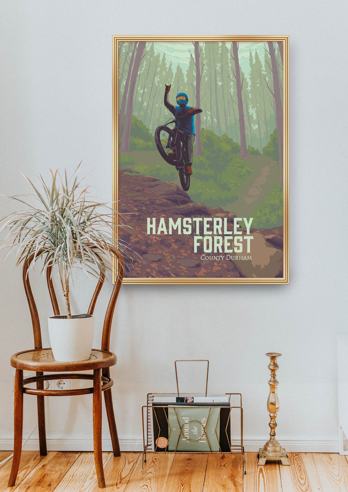 Hamsterley Forest County Durham Mountain Biking Wheelie MTB Poster - Image 2