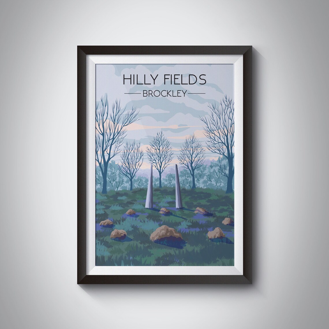 Hilly Fields Park London Vintage Travel Poster