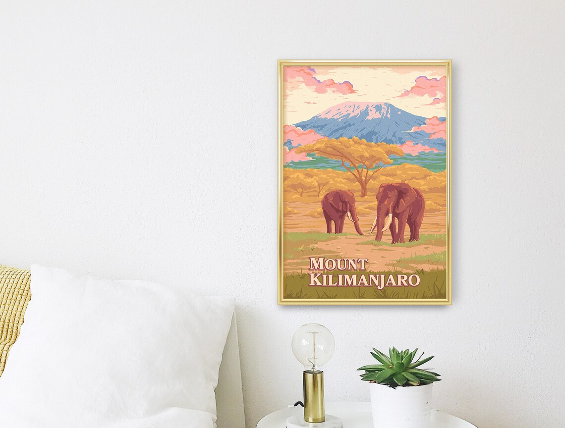 Mount Kilimanjaro Travel Poster, Tanzania Mountain Art - Image 3