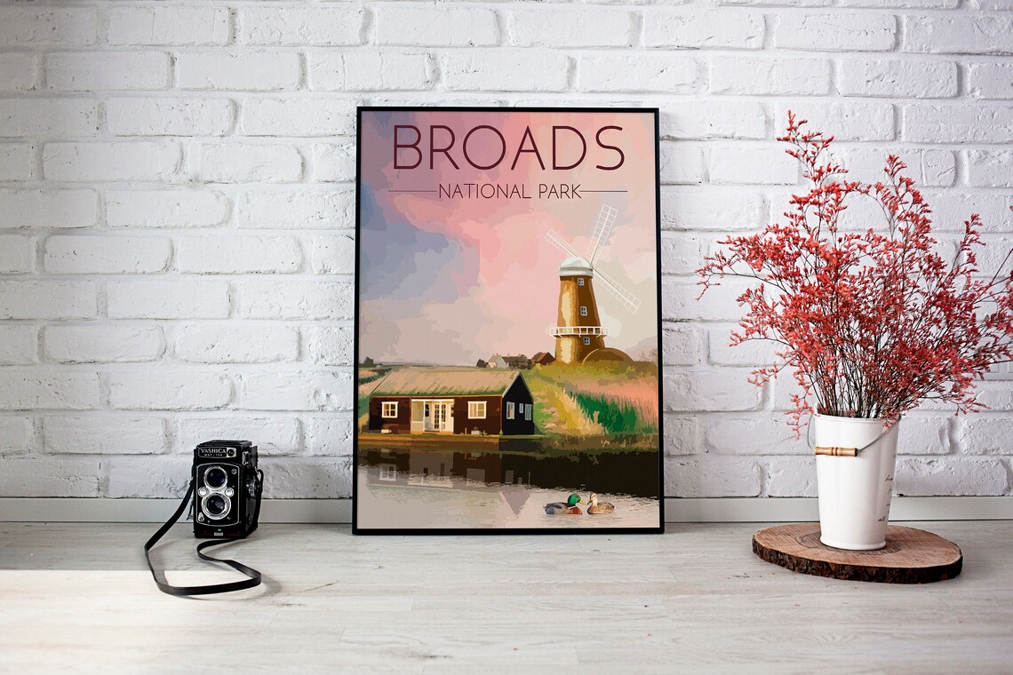 Broads National Park Vintage Travel Poster Print - Image 4