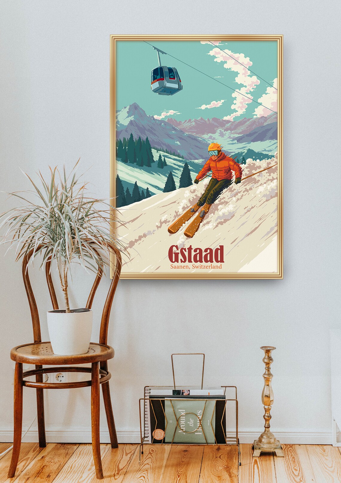Gstaad Vintage Ski Resort Poster, Swiss Alps Travel Poster - Image 2
