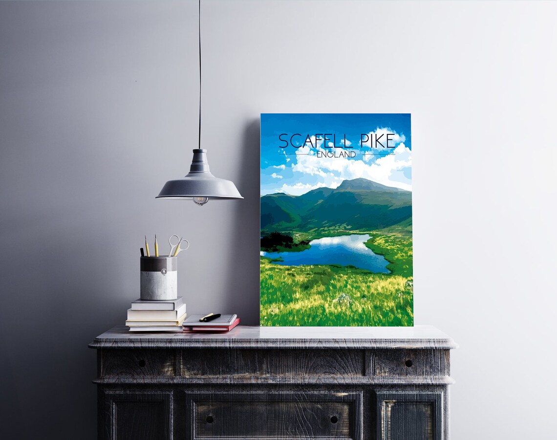 Scafell Pike Poster, Lake District Mountain Art - Image 2