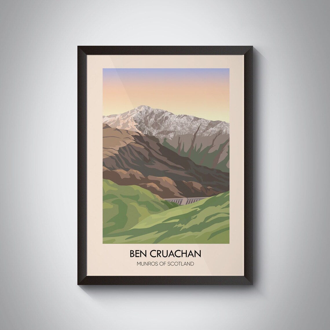Ben Cruachan Munros Of Scotland Dam Valley Vintage Travel Poster
