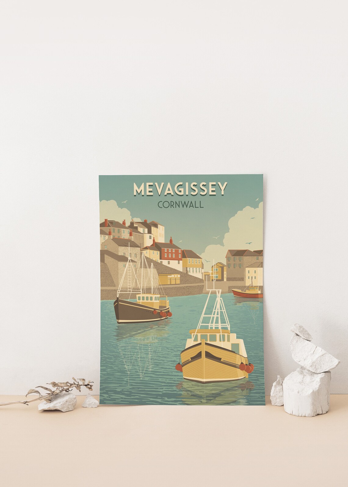 Mevagissey Cornwall Travel Poster, Seaside Wall Art - Image 4