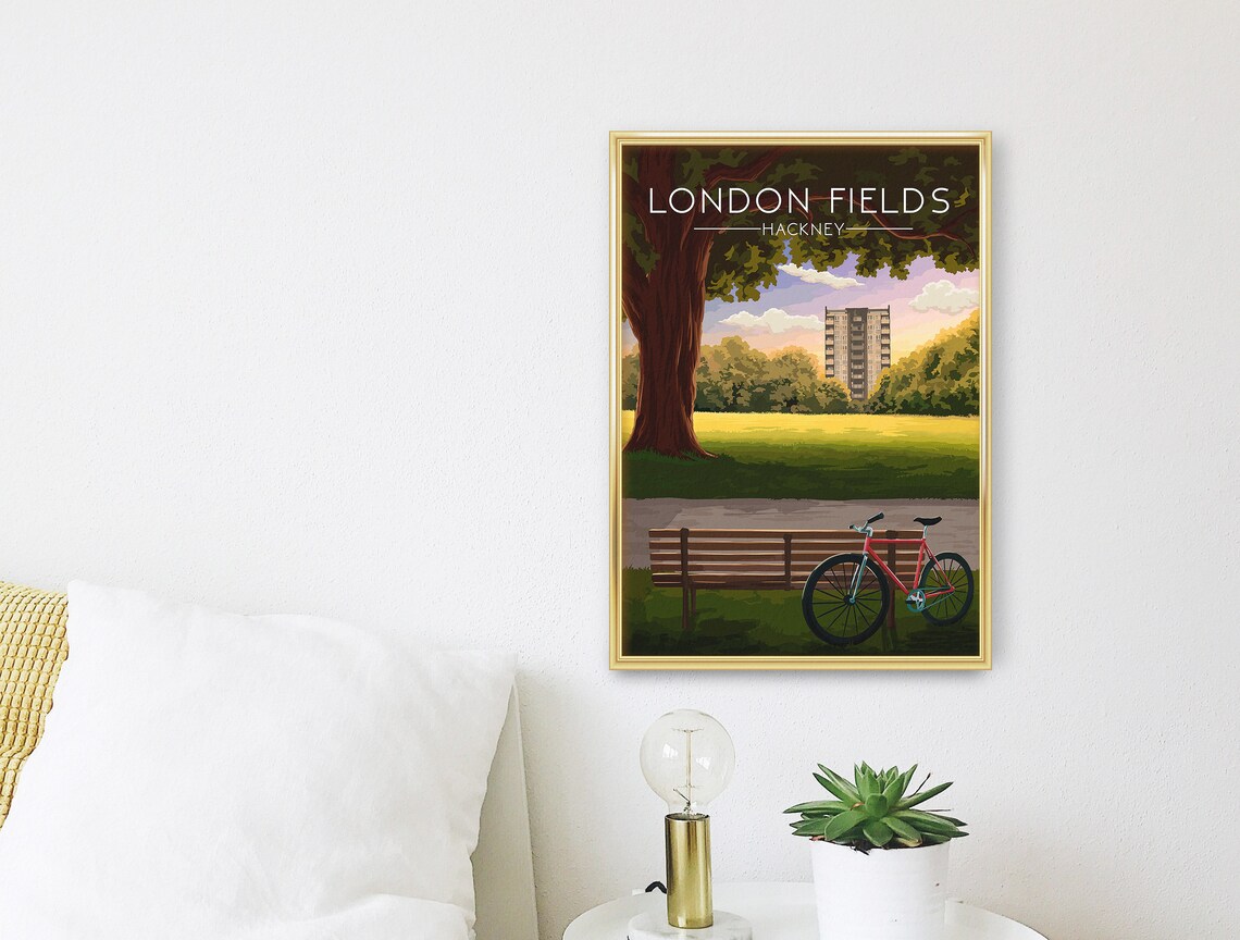 London Fields Hackney Travel Poster, East London Park - Image 3