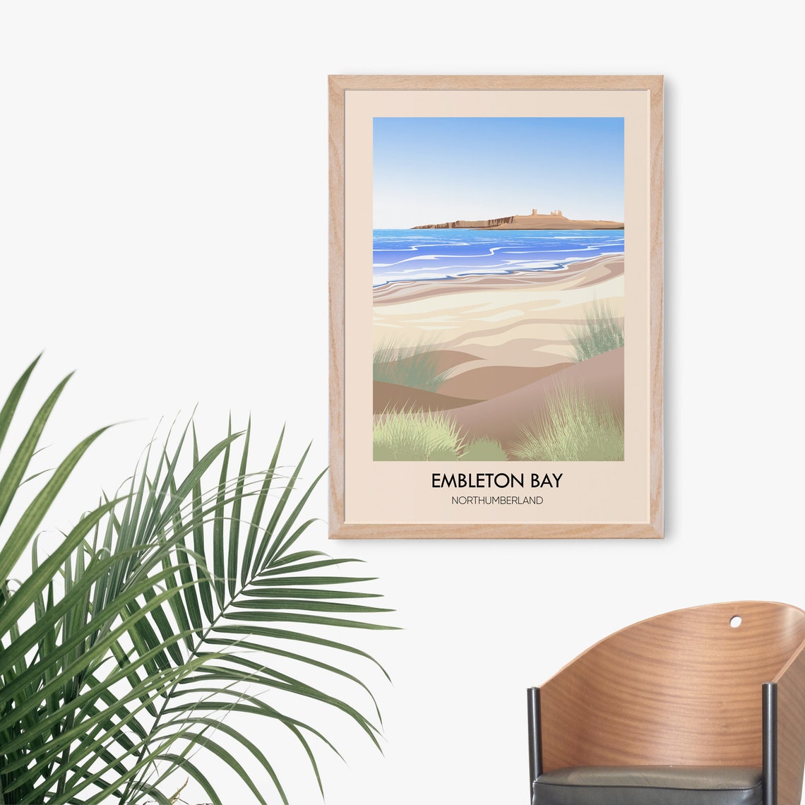 Embleton Bay Poster Northumberland Newtonbythesea Craster Dunstanburgh Castle North East England Vintage Travel Print Hiking Art - Image 3